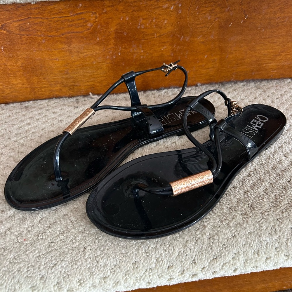 Chaps Black and Gold Women's Sandals